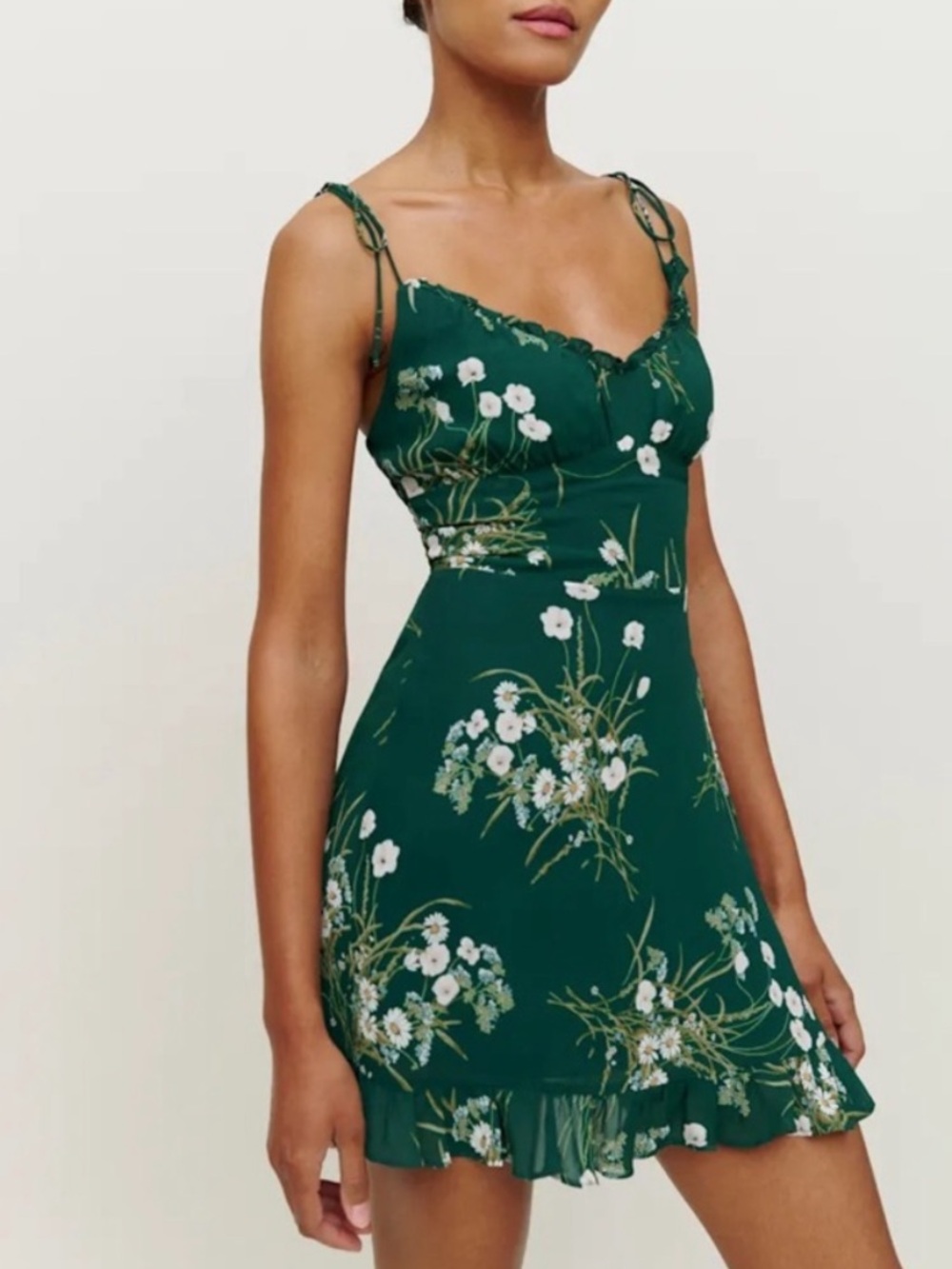 Reformation Esther Dress in Buena (Green floral)